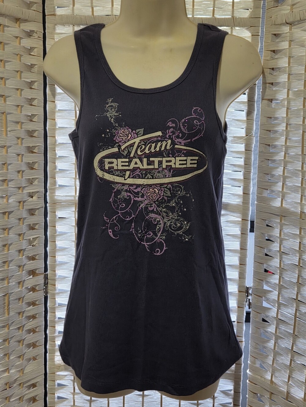 Realtree Purple Tank Top with Pink and Gold Graphic